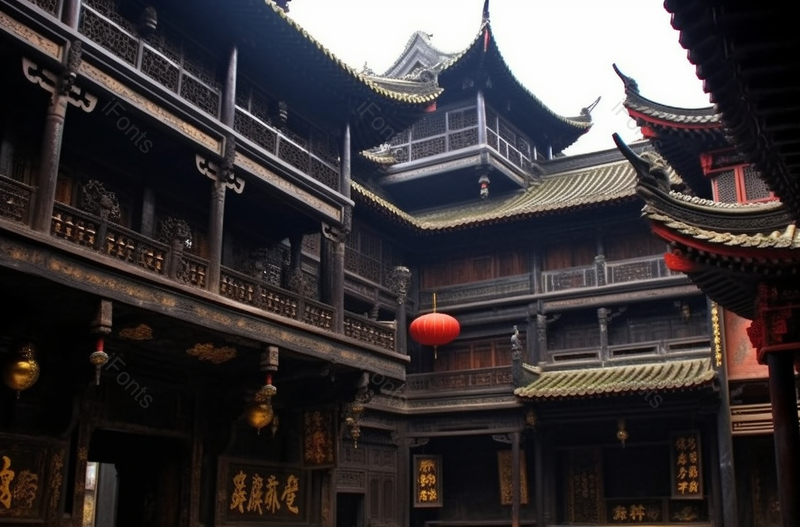 重庆罗汉寺佛教寺庙阁楼建筑摄影图,高清,摄影图,摄影图片,图片大全,摄影图免费下载
